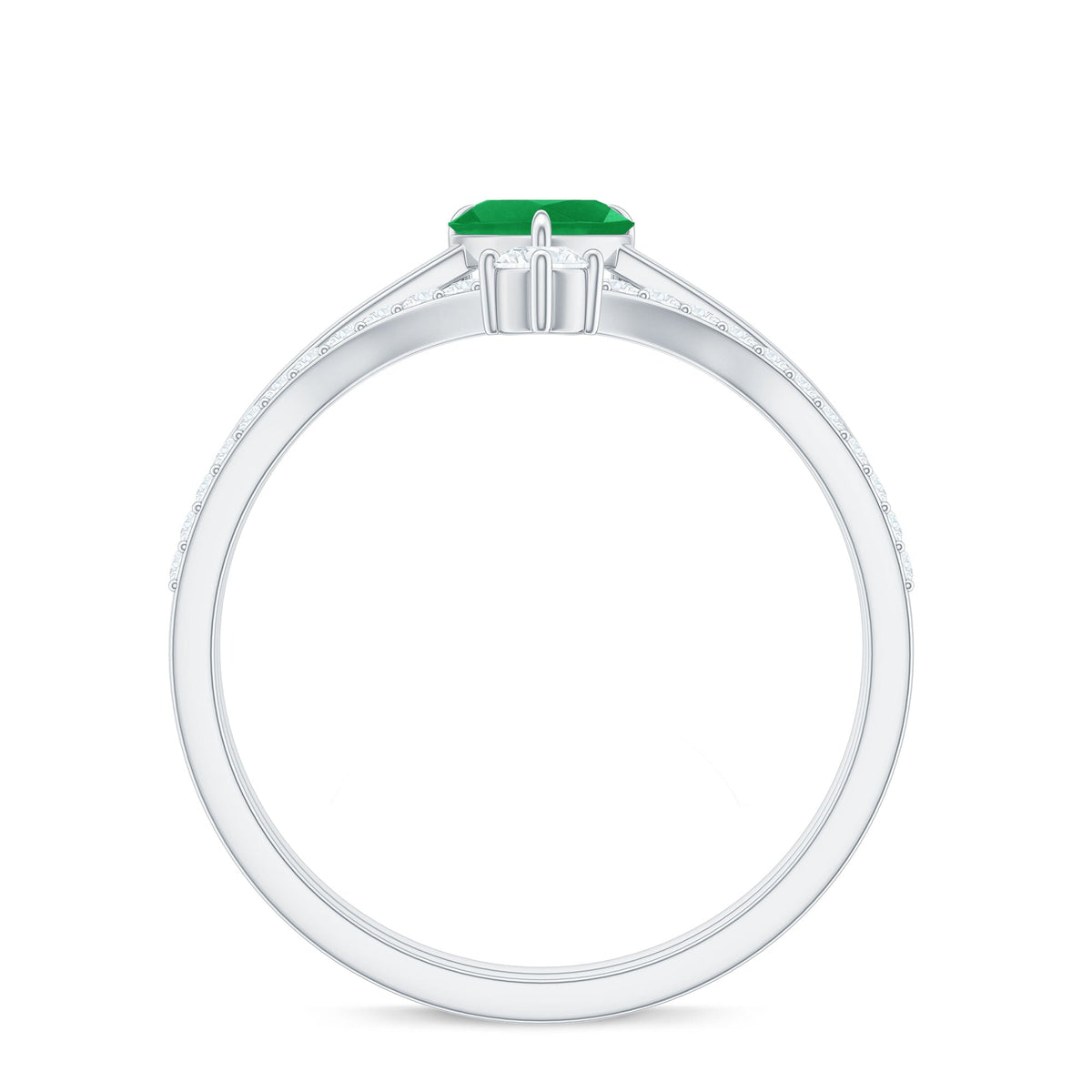 Certified Real Emerald Diamond Heart Wedding Ring Set