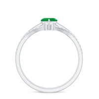 Certified Real Emerald Diamond Heart Wedding Ring Set