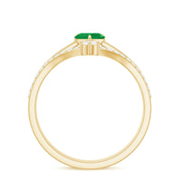 Certified Real Emerald Diamond Heart Wedding Ring Set