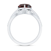 Natural Garnet Heart Shaped Engagement Ring with Diamond Enhancer