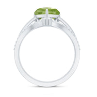 Natural 2 Carat Peridot Heart Engagement Ring with Diamond Enhancer