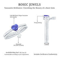 Natural Tanzanite Heart Engagement Ring with Chevron Diamond Enhancer
