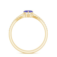 Natural Tanzanite Heart Engagement Ring with Chevron Diamond Enhancer