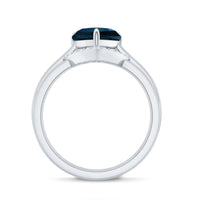 8mm London Blue Topaz Heart Ring Set with Diamond