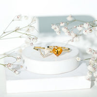 2 Carat Heart Shape Citrine and Diamond Bridal Ring Set