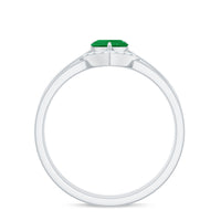 Natural Heart Shape Emerald Diamond Wedding Ring Set with Certificate
