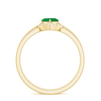 Natural Heart Shape Emerald Diamond Wedding Ring Set with Certificate
