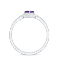 Natural Heart Shape Amethyst Engagement Ring Set with Diamond