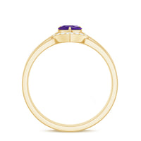 Natural Heart Shape Amethyst Engagement Ring Set with Diamond