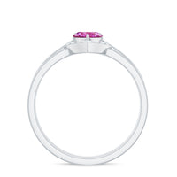 Pink Tourmaline Heart Ring Set with Diamond