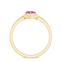 Pink Tourmaline Heart Ring Set with Diamond