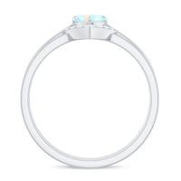 Ethiopian Opal Heart Engagement Ring with Diamond Wedding Band