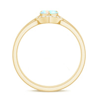 Ethiopian Opal Heart Engagement Ring with Diamond Wedding Band