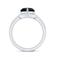 Natural Black Spinel Diamond 2 Carat Heart Engagement and Wedding Ring Set of 2