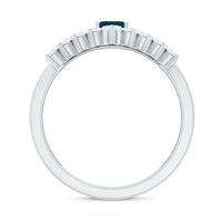 London Blue Topaz Engagement Ring with Diamond Wedding Band