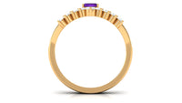 1.4 Carat Emerald Cut Amethyst Diamond Wedding Bridal Ring Set