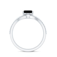 1.6 Carat Emerald Cut Lab Grown Black and White Diamond Wedding Ring Set for Women