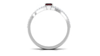Real Garnet Diamond Emerald Cut Wedding Bridal Ring Set of 2