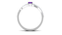 Natural 1.4 Carat Emerald Cut Amethyst Diamond Wedding Ring Set