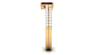 Certified Real Garnet Diamond Emerald Cut Engagement Ring with Wedding Band Cuff