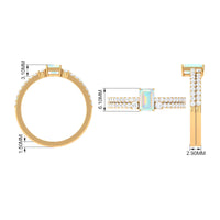 6X8mm Emerald Cut Ethiopian Opal Solitaire Engagement Ring Set with Diamond Band