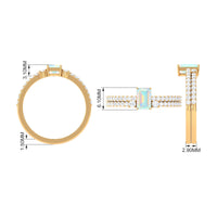 6X8mm Emerald Cut Ethiopian Opal Solitaire Engagement Ring Set with Diamond Band
