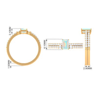 6X8mm Emerald Cut Ethiopian Opal Solitaire Engagement Ring Set with Diamond Band