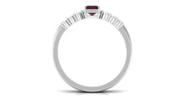 Certified Natural Garnet Diamond Emerald Cut Wedding Bridal Ring Set