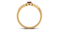 Certified Natural Garnet Diamond Emerald Cut Wedding Bridal Ring Set
