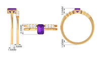 1.4 Carat Emerald Cut Amethyst Engagement Ring with Diamond Enhancer