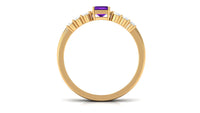 1.4 Carat Emerald Cut Amethyst Engagement Ring with Diamond Enhancer