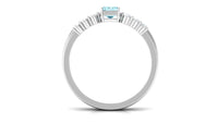Solitaire 4X6MM Aquamarine and Diamond Emerald Cut Stackable Ring Set