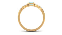 Solitaire 4X6MM Aquamarine and Diamond Emerald Cut Stackable Ring Set