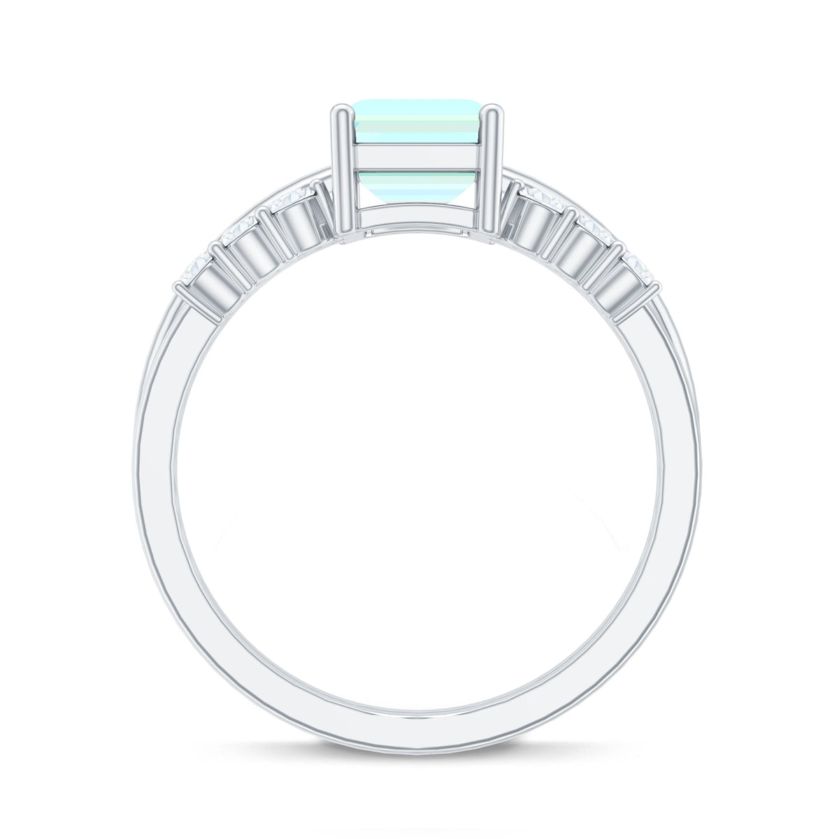 6x8mm Emerald Cut Ethiopian Opal Solitaire Ring Set with Diamond Enhancer