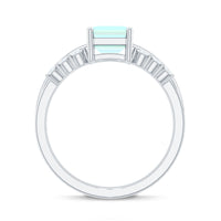 6x8mm Emerald Cut Ethiopian Opal Solitaire Ring Set with Diamond Enhancer