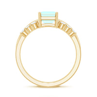 6x8mm Emerald Cut Ethiopian Opal Solitaire Ring Set with Diamond Enhancer
