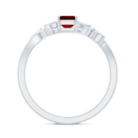 Lab Grown Ruby Solitaire Split Shank Ring with Diamond