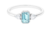 Natural Aquamarine and Diamond 3 Stone Engagement Ring with Certificate