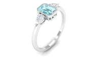 Natural Aquamarine and Diamond 3 Stone Engagement Ring with Certificate