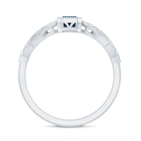 4X6mm Emerald Cut London Blue Topaz Engagement Ring with Beaded Details