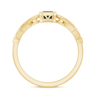 4X6mm Emerald Cut London Blue Topaz Engagement Ring with Beaded Details