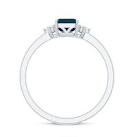 6X8mm Emerald Cut London Blue Topaz Diamond Engagement Ring with Certificate