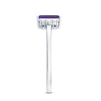 Octagon Cut Amethyst Solitaire Ring with Diamond Accent