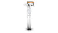 Real Citrine Emerald Cut Engagement Ring with Wedding Band