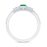 Genuine Emerald Cut Emerald Diamond Bridal Ring Set of 2