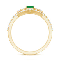 Genuine Emerald Cut Emerald Diamond Bridal Ring Set of 2