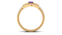 Genuine 1.4 Carat Emerald Cut Amethyst Wedding Ring Set with Diamond