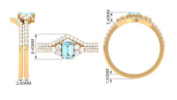 Genuine Aquamarine and Diamond Emerald Cut Wedding Ring Set with Certificate