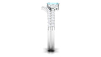 Genuine Aquamarine and Diamond Emerald Cut Wedding Ring Set with Certificate