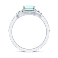 6X8 mm Emerald Cut Ethiopian Opal Classic Ring Set with Diamond Band